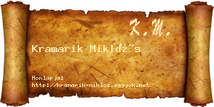 Kramarik Miklós névjegykártya
